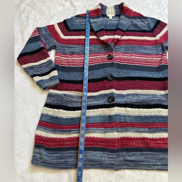 J. Jill Striped Button Front Knit Cardigan - Picture 8 of 9